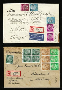 ALEMANIA 1938-41 2 cubiertas usadas registradas, emisiones de la "era Hindenburg", limpias, finas - Imagen 1 de 2