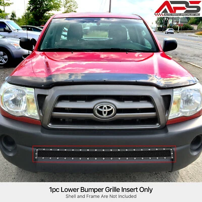 Fits 2005-2011 Toyota Tacoma Bumper Stainless Black Mesh Rivet Grille Insert - Image 1 of 4