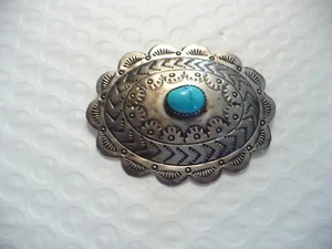 OL- VINTAGE SILVER TONE & TURQUOISE PIN BROOCH #27079 (REAL NICE - Bild 1 von 8