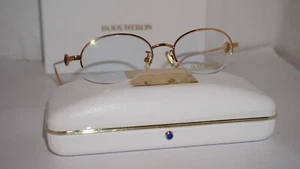 Boucheron New Eyeglasses RX Gold Half Rim Black Crystal BC0071O 004 51 18 135