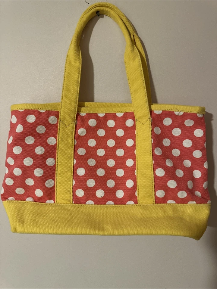 Bolso de Lona J Crew Rosa Amarillo Bolso de Lunares Compras Playa Comestibles Bolsa de Viaje Foto 1 de 4