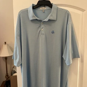 Peter Millar Polo Shirt Mens 2XL Blue Striped Golf Summer Comfort Logo - Picture 1 of 5