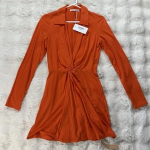 Reformation Kyler Dress Women's Small Deep V Neck Center Front Twist Mini - Picture 1 of 6