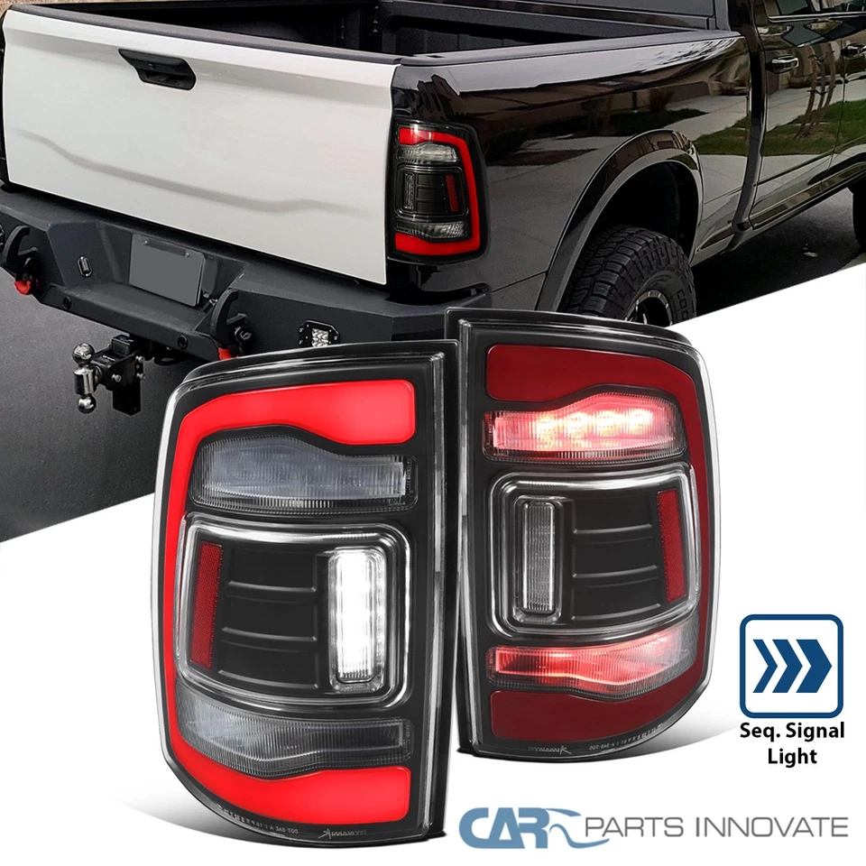 Fits 2013-2018 Dodge Ram 1500 2500 Black/Red LED Tail Lights Sequential Signal Foto 1 de 4