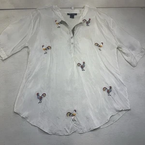 Polo donna TANVI KEDIA Anthropologie galli in rayon oversize piccola - Foto 1 di 19
