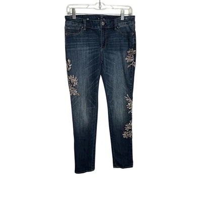 Pantalones de mezclilla ajustados White House Black Market talla 4 THE SLIM LENTEJUELAS 💙💙 Foto 1 de 4