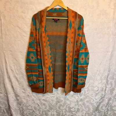 Cárdigan Suéter Abierto Hippie Estampado Azteca Rock & Roll Vaquera Suroeste Talla M Boho Foto 1 de 4