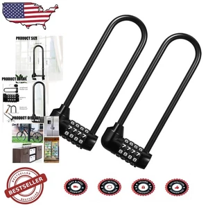 Secure 2-Pc 6" Long Shackle Combination Padlocks, Waterproof & Resettable, Black - Picture 1 of 8