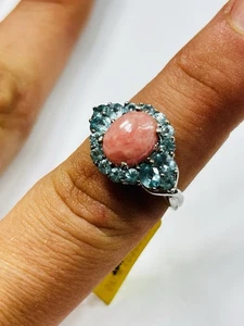 TJC silver,rhodochrosite and topazes ring UK size P new with tag - Picture 1 of 6