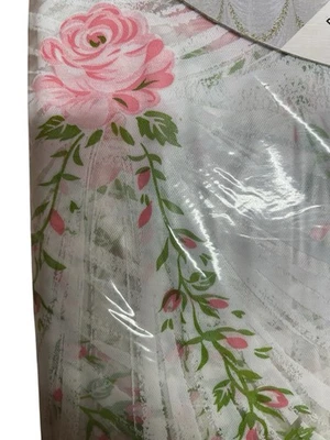 Guirnalda de Rosebud Rosas Rosa Vintage Cortina de Ducha Vinilo Pesado con Ganchos Años 70 Nueva Foto 1 de 4