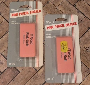 Lote de 2 borradores de colección Mead Pink - 1988 Corea Nuevo de Lote Antiguo Sellado Nuevo en Paquete - Suministros Escolares Años 80 - Imagen 1 de 10