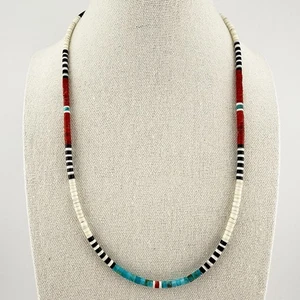 19” Santo Domingo Pueblo Multi Stone Heishi Necklace Native American Jewelry - Picture 1 of 4