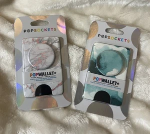 Lot Of 2 PopSockets Popwallet+ Cell Phone Wallet Grip Stand Rose Gold Lutz Smoke - Picture 1 of 4