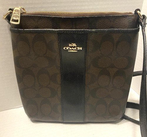 Borsa a tracolla Coach Kitt Colorblock da donna ottone marrone