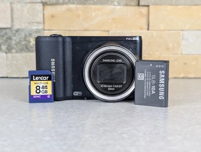 SAMSUNG WB800F 16.3MP Black Digital Camera TESTED WORKING W/ BATTERY & SD - Image 1 of 4