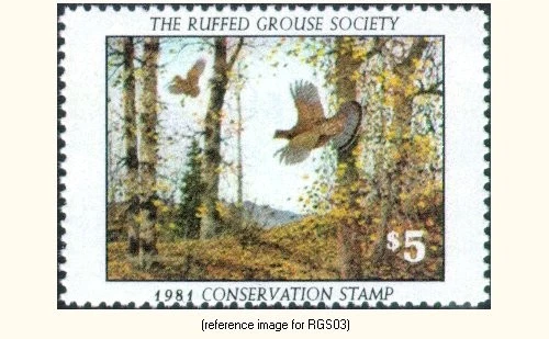 HALFPRICESOCIETY Ruffed Grouse Society Stamp 1981 $5 - Image 1 of 1
