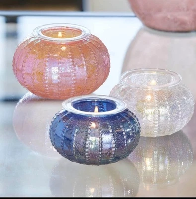 Juego de 3 soportes para candelabros de mar de vidrio PartyLite #P93218 Nuevo en caja Foto 1 de 4