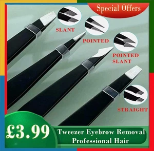 Pinzette Augenbrauenentfernung Profi Haare Damen Zupfen Schwarz 4er Set mit Beutel - Bild 1 von 4