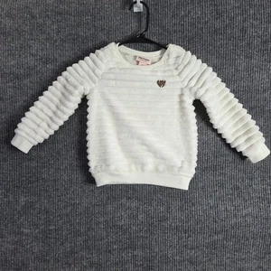Juicy Couture Sweater Girls 3T White Faux Fur Heart Logo Pullover Soft Cozy Warm - Picture 1 of 10