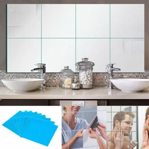 30X30cm Large Mirror Tiles Wall Sticker Square Self Adhesive Stick On DIY Home - Picture 1 of 12