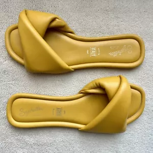 Seychelles Anthropologie Breath of Fresh Air Slide Sandals Mustard Yellow US 8.5 - Picture 1 of 15
