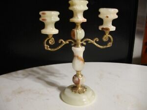 Vintage Candelabra marble base 3 arm Candle Holder Marble Base Ornate