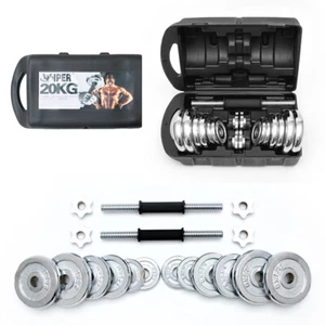 20kg Cast Iron Chrome Dumbbells Weights Set with Box Weightlifting Bodybuilding - Picture 1 of 3