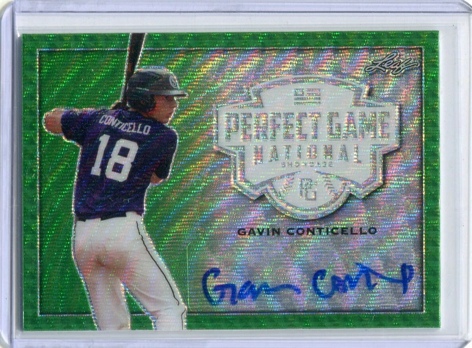 2020 Leaf Perfect Game Autographs Metal Green Wave Gavin Conticello Auto 4/4 - Image 1 of 1