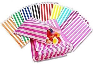 5" x 7" Mixed Colours Striped Candy Sweet Paper Bags | Pick n Mix Wedding Buffet