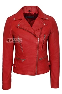 Deluxe Ladies Biker Slim fit Real Lamb Leather Stylish Fashion Jacket 2100 - Picture 1 of 18