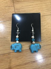 Elephant Earrings Dangly Blue