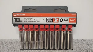 NEW Crescent 10pc. CSAS10N Alloy Steel 1/4" 6-Point SAE Deep Socket Set. ( 03 ) - Picture 1 of 6
