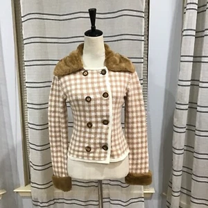 Victoria Secret Women Size SM VTG Tan Faux Fur Angora Hair Blend Cardigan Y2K - Picture 1 of 10