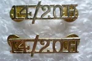 Kings Hussars 14th/20th Shoulder Title Badge- (Staybrite 14/20 H- PAIR (A/A) - Picture 1 of 2