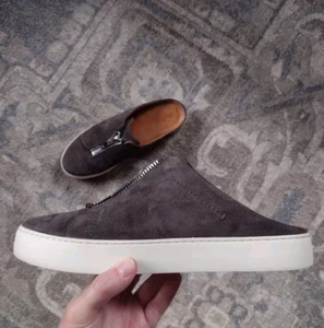 Frye Lena Suede Leather Mule Zip Sneakers Brown Size 9 Women's Slip On - Picture 1 of 9
