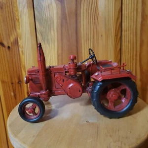Red Metal Tractor 10"x6"x6"  Old Model Design Pressed Metal Art Farm Decor - Picture 1 of 14