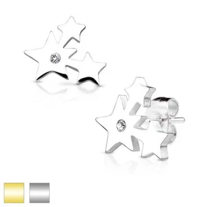 MJ-SE2504 Tres Cluster Estrellas con Cristal 316L Acero Inoxidable Pendiente Tachuelas Pa - Imagen 1 de 4