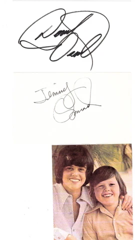 Donny Osmond & Jimmy Osmond signed cards! Osmond Brothers! Cover