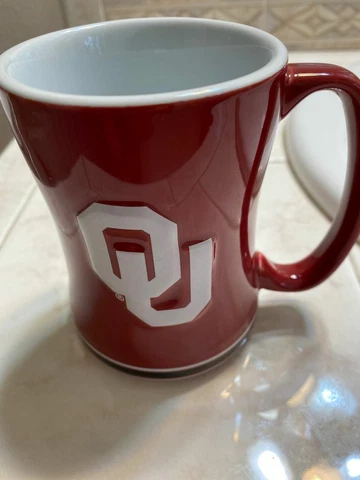 Oklahoma Sooners Boelter Relief NCAA Holo Ceramic Coffee Mug 14oz,  NEW Cover