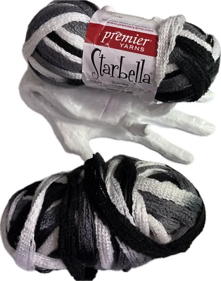 Premier Yarn brand “Starbella” Style “Night Clouds” Color #15-01 Black to White - Image 1 of 4