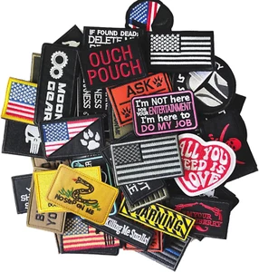 20 Pieces Random Tactical Morale Patch Bundle, Full Embroidery Loop and Hook Pat - Picture 1 of 6