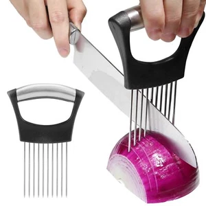 Stainless Steel Onion Holder Slicer Assistant Cutter Chopper Kitchen Tool - Picture 1 of 6