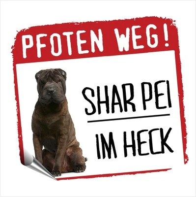 Auto Aufkleber REFLECTIVE SHAR PEI Faltenhund  PFOTEN WEG Sticker WARNUNG  - Bild 1 von 2