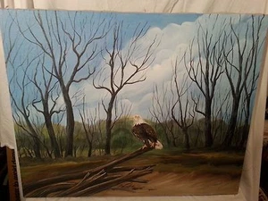 vintage G.J. Gortside oil painting Eagle landscape  - Picture 1 of 9
