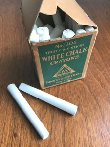 Vintage White Chalk Crayons Binney & Smith Company NY - Picture 1 of 8