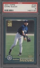 ICHIRO SUZUKI 2001 Topps Baseball Rookie Card RC #726 Graded PSA 9 MINT