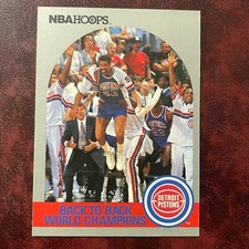 1990-91 NBA Hoops Set DETROIT PISTONS BACK TO BACK CHAMPIONS ERROR #342 * MINT *