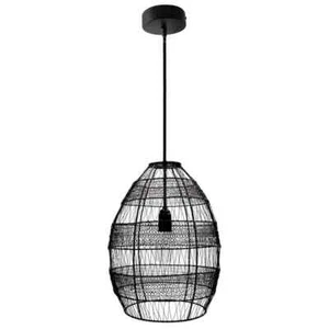 River of Goods 1-Light Black Pendant with Oversized Woven Shade - Picture 1 of 10