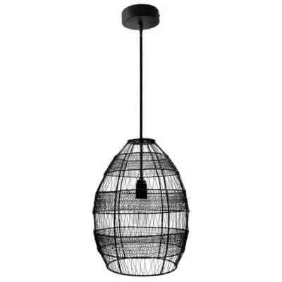 River of Goods 1-Light黑色吊坠带超大编织灯罩 — 第 1/4 张图片