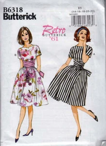 Sewing Pattern Butterick 6318 Retro '61 Easy-sew Dress - Picture 1 of 2